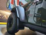 Rally Armor 19-24 Jeep JT Gladiator (Mojave/Rubicon) Black Mud Flap w/Grey Logo Rally Armor Mud Flaps  AXOPROS
