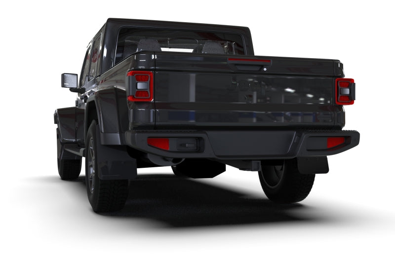 Rally Armor 19-24 Jeep JT Gladiator (Mojave/Rubicon) Black Mud Flap w/Metallic Black Logo Rally Armor Mud Flaps  AXOPROS