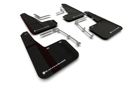 Rally Armor 20-23 Toyota GR Yaris Black Mud Flap w/White Logo Rally Armor Mud Flaps  AXOPROS