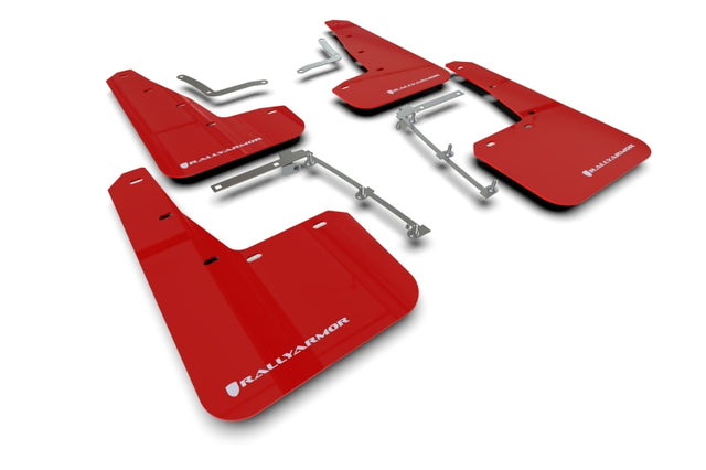 Rally Armor 20-23 Toyota GR Yaris Red Mud Flap w/White Logo Rally Armor Mud Flaps  AXOPROS