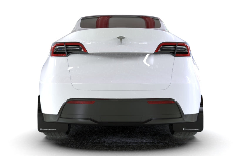 Rally Armor 20-25 Tesla Model Y Black Mud Flap - Metallic Black Logo Rally Armor Mud Flaps  AXOPROS