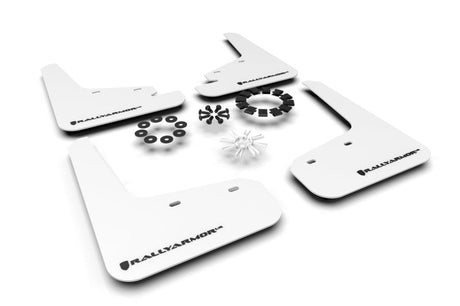 Rally Armor 20-25 Tesla Model Y White UR Mud Flap w/Black Logo Rally Armor Mud Flaps  AXOPROS