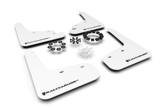 Rally Armor 20-25 Tesla Model Y White UR Mud Flap w/Black Logo Rally Armor Mud Flaps  AXOPROS