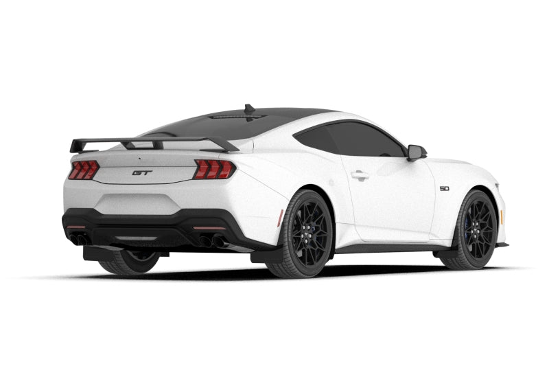 Rally Armor 2024+ Ford Mustang Black UR Mud Flap w/ Metallic Black Logo Rally Armor Mud Flaps  AXOPROS