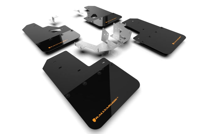 Rally Armor 21-24 Ford Bronco (Plstc Bmpr + RR - NO Rptr/Sprt) Blk Mud Flap w/Cy Orange Logo Rally Armor Mud Flaps  AXOPROS