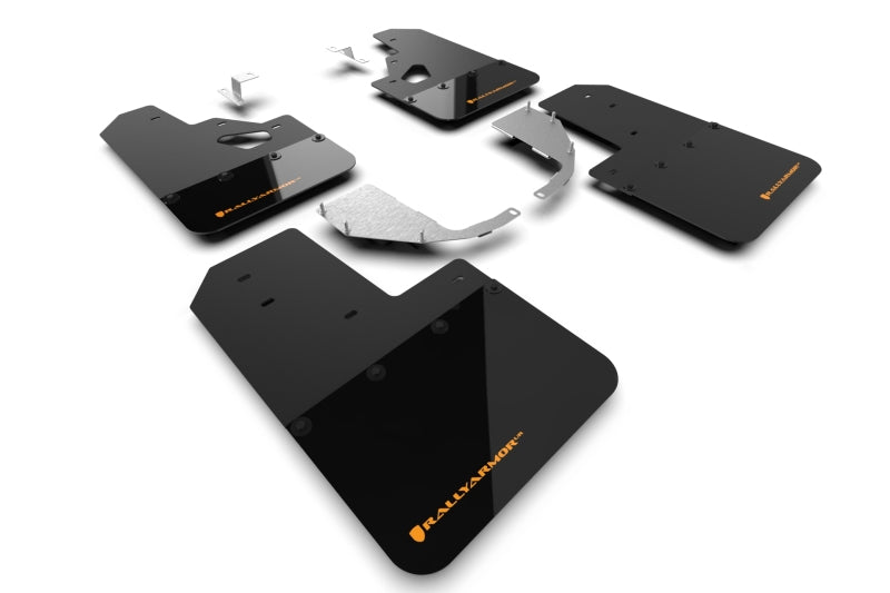 Rally Armor 21-24 Ford Bronco (Steel Bmpr + RR- NO Rptr/Sprt) Blk Mud Flap w/Cy Orange Logo Rally Armor Mud Flaps  AXOPROS