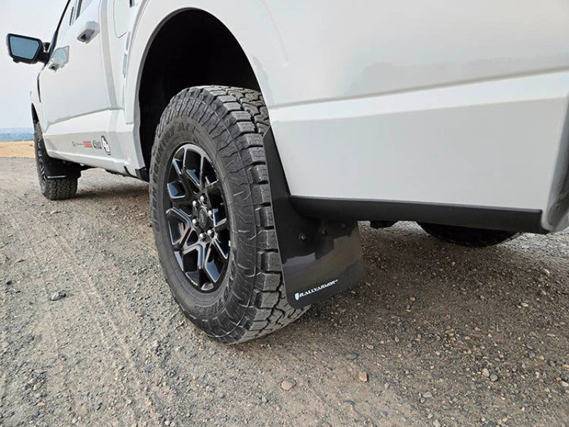 Rally Armor 21-24 Ford F-150 (Excl. Raptor) Black UR Mud Flap w/Metallic Black Logo Rally Armor Mud Flaps  AXOPROS