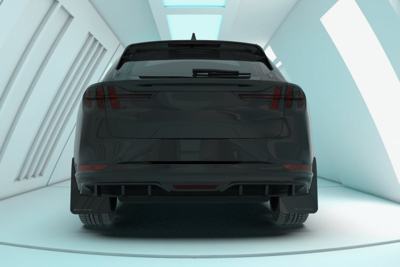 Rally Armor 21-25 Ford Mustang Mach-E/GT/Rally Black UR Mud Flap w/Metallic Black Logo Rally Armor Mud Flaps  AXOPROS