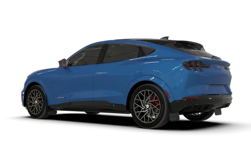 Rally Armor 21-25 Ford Mustang Mach-E/GT/Rally Black UR Mud Flap w/Metallic Black Logo Rally Armor Mud Flaps  AXOPROS