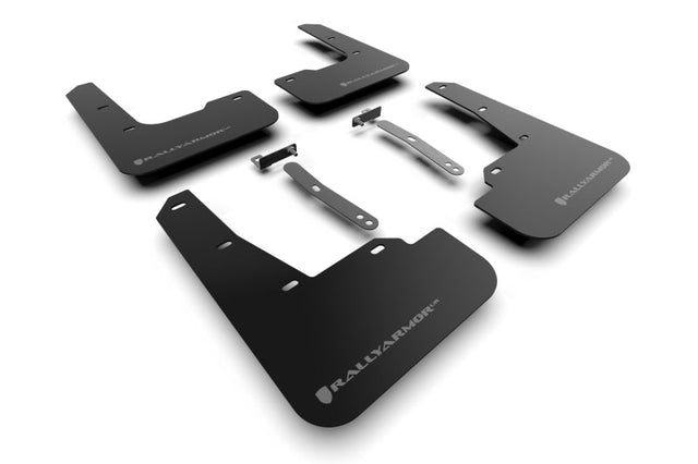 Rally Armor 22-23 Hyundai Elantra N &amp; N Line Black Mud Flap w/Grey Logo Rally Armor Mud Flaps  AXOPROS