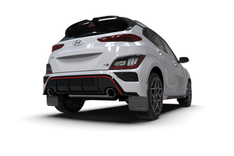 Rally Armor 22-23 Hyundai Kona N Black UR Mud Flap w/Red Logo Rally Armor Mud Flaps  AXOPROS