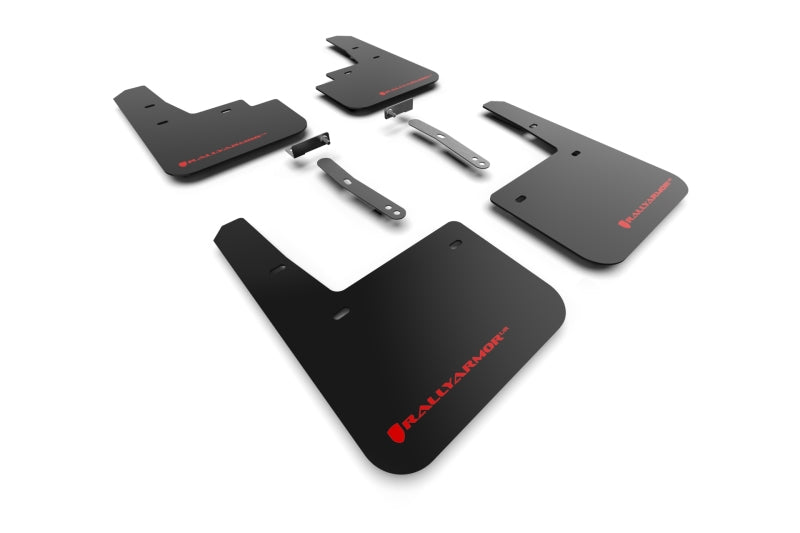 Rally Armor 22-23 Hyundai Kona N Black UR Mud Flap w/Red Logo Rally Armor Mud Flaps  AXOPROS