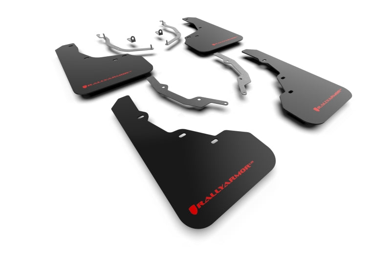 Rally Armor 22-25 Hyundai Santa Cruz Black UR Mud Flap w/Red Logo Rally Armor Mud Flaps  AXOPROS