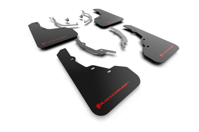 Rally Armor 22-25 Hyundai Santa Cruz Black UR Mud Flap w/Red Logo Rally Armor Mud Flaps  AXOPROS