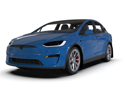 Rally Armor 22-24 Tesla Model X Black UR Mud Flap - Metallic Black Logo Rally Armor Mud Flaps  AXOPROS