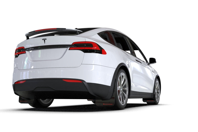 Rally Armor 22-24 Tesla Model X Black UR Mud Flap w/Red Logo Rally Armor Mud Flaps  AXOPROS