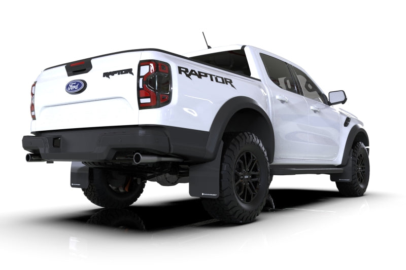 Rally Armor 23-25 Ford Ranger Raptor Black UR Mud Flap White Logo Rally Armor Mud Flaps  AXOPROS