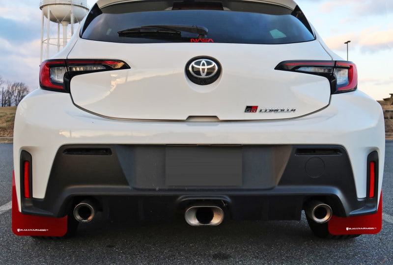 Rally Armor 23-25 Toyota GR Corolla Red UR Mud Flap w/Black Logo Rally Armor Mud Flaps  AXOPROS