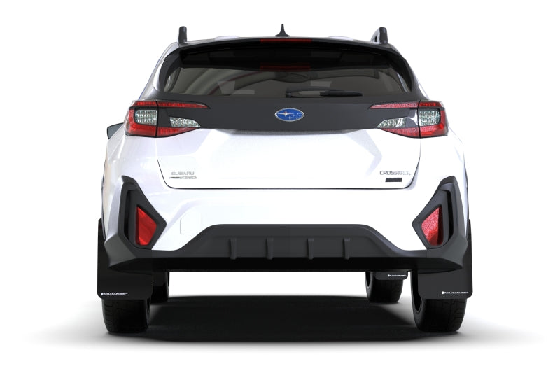 Rally Armor 24-25 Subaru Crosstrek Black UR Mud Flap White Logo Rally Armor Mud Flaps  AXOPROS