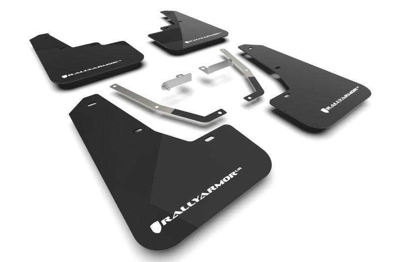 Rally Armor 24-25 Subaru Crosstrek Black UR Mud Flap White Logo Rally Armor Mud Flaps  AXOPROS