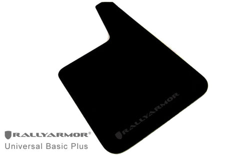 Rally Armor Universal Fit (No Hardware) Basic Plus Black Mud Flap w/ Black Logo Rally Armor Mud Flaps  AXOPROS