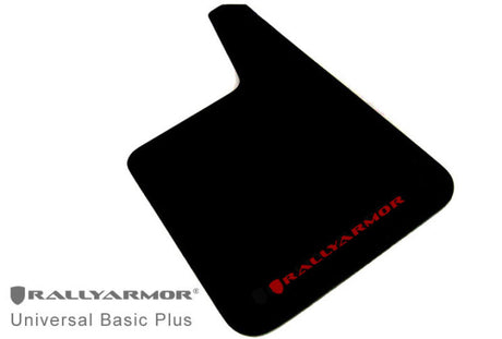 Rally Armor Universal Fit (No Hardware) Basic Plus Black Mud Flap w/ Red Logo Rally Armor Mud Flaps  AXOPROS