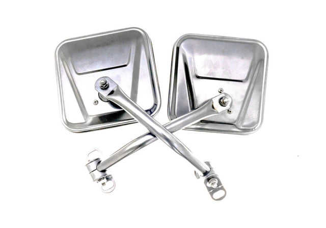 Rampage 1955-1983 Jeep CJ5 Side Mirrors - Stainless Rampage Side Mirrors  AXOPROS