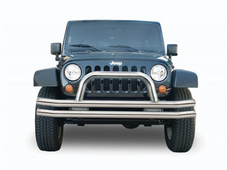 Rampage 1976-1983 Jeep CJ5 Double Tube Bumper Front - Stainless Rampage Bumpers - Steel  AXOPROS
