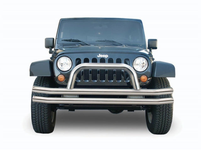 Rampage 1976-1983 Jeep CJ5 Double Tube Bumper Front - Stainless Rampage Bumpers - Steel  AXOPROS