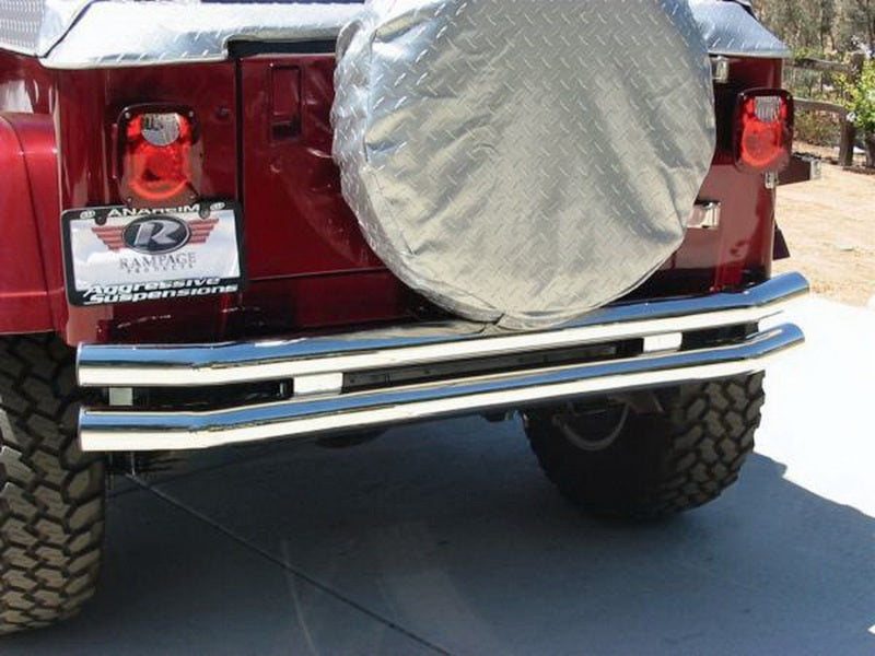 Rampage 1976-1983 Jeep CJ5 Double Tube Rear Bumper - Stainless Rampage Bumpers - Steel  AXOPROS