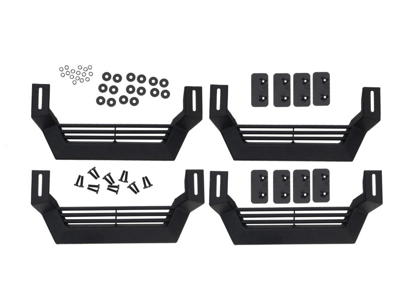 Rampage 1999-2019 Jeep Rock Rail Short Step Universal 4 Piece Set - Black Rampage Side Steps  AXOPROS