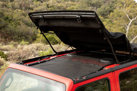 Rampage 2018-2019 Jeep Wrangler(JL) Unlimited Sport 4-Door Mesh Shade Top - Extended - Black Rampage Soft Tops  AXOPROS
