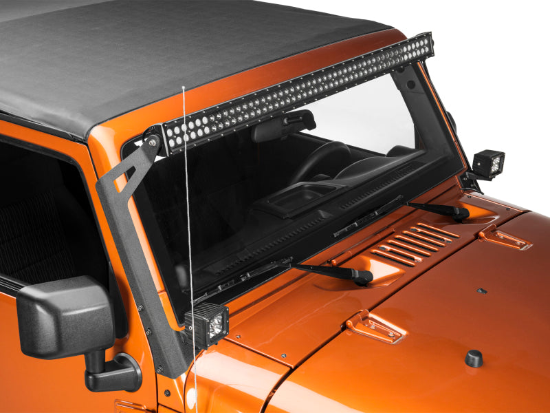 Raxiom 07-18 Jeep Wrangler JK 50-Inch LED Light Bar Windshield Mount w/ Auxiliary Bracket Raxiom Light Bars & Cubes  AXOPROS