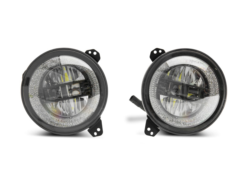 Raxiom 18-22 Jeep Wrangler JL/JT Axial Series LED Headlights- Black Housing (Clear Lens) - AXOPROS