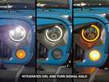 Raxiom 97-18 Jeep Wrangler TJ/JK Axial Halo Headlights w/ DRL Amber Signals- Blk Hsng (Clear Lens) Raxiom Headlights  AXOPROS