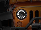 Raxiom 97-18 Jeep Wrangler TJ/JK Axial Halo Headlights w/ DRL Amber Signals- Blk Hsng (Clear Lens) Raxiom Headlights  AXOPROS