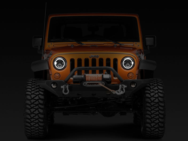 Raxiom 97-18 Jeep Wrangler TJ/JK Axial Halo Headlights w/ DRL Amber Signals- Blk Hsng (Clear Lens) Raxiom Headlights  AXOPROS