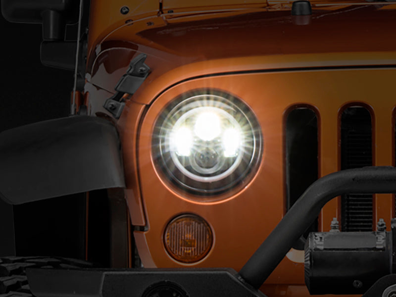 Raxiom 97-18 Jeep Wrangler TJ/JK Axial Halo Headlights w/ DRL Amber Signals- Blk Hsng (Clear Lens) Raxiom Headlights  AXOPROS