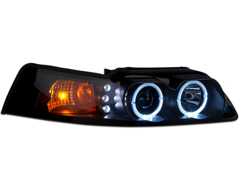 Raxiom 99-04 Ford Mustang Dual LED Halo Projector Headlights- Black Housing (Smoked Lens) Raxiom Headlights  AXOPROS