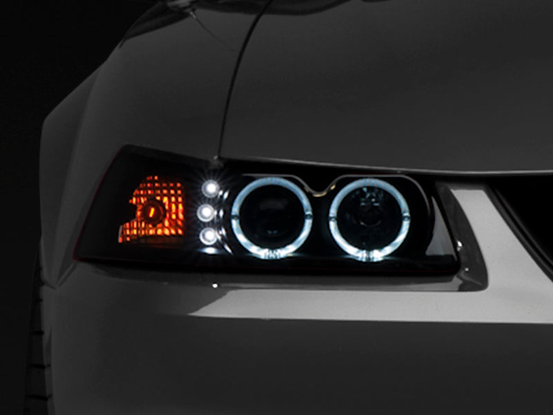 Raxiom 99-04 Ford Mustang Dual LED Halo Projector Headlights- Black Housing (Smoked Lens) Raxiom Headlights  AXOPROS