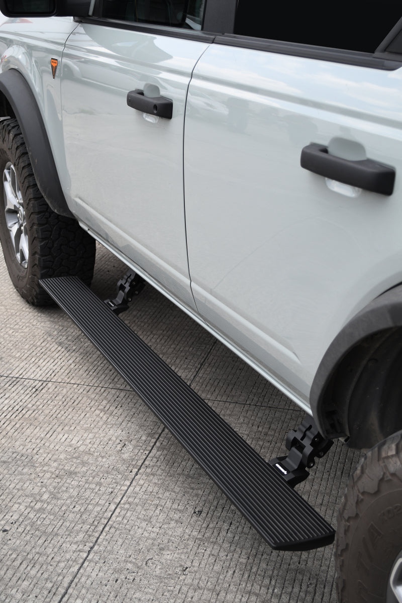 RealTruck 21-24 Ford Bronco 4dr VoltStep Electric Running Board Kit (No Drill) - Tex. Blk Go Rhino Running Boards  AXOPROS