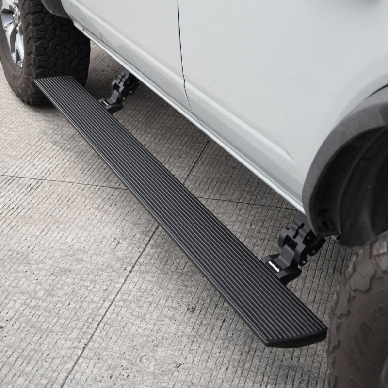 RealTruck 21-24 Ford Bronco 4dr VoltStep Electric Running Board Kit (No Drill) - Tex. Blk Go Rhino Running Boards  AXOPROS