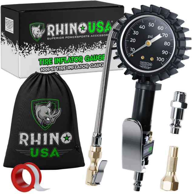 Rhino USA 100 Psi Analog Tire Inflator Gauge Rhino USA Gauges  AXOPROS