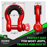 Rhino USA 3/4In D-Ring Shackle Set (2-Pack) Matte Black Rhino USA Shackle Kits  AXOPROS