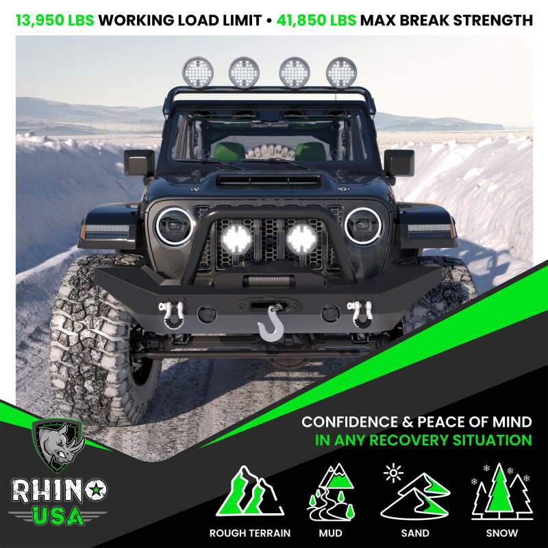 Rhino USA 3/4In D-Ring Shackle Set, Pack Of 2 (Black) Rhino USA Shackle Kits  AXOPROS