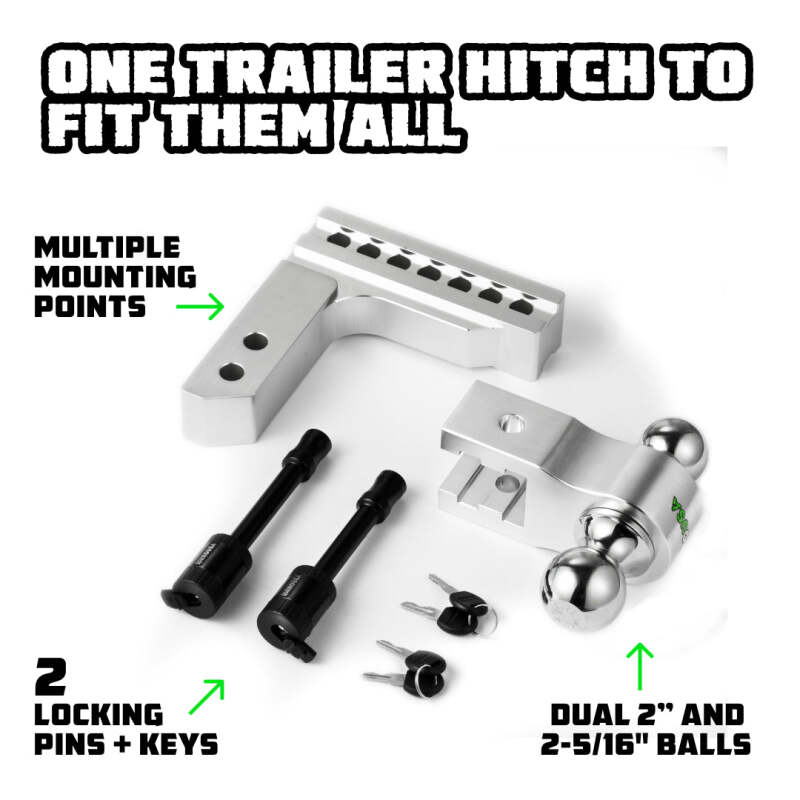 Rhino USA 6In Heavy Duty Drop Hitch - 2In (Silver) Rhino USA Hitch Accessories  AXOPROS
