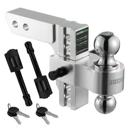 Rhino USA 6In Heavy Duty Drop Hitch - 2In (Silver) Rhino USA Hitch Accessories  AXOPROS