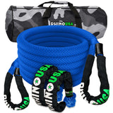 Rhino USA 7/8In X 30Ft Kinetic Rope Recovery Kit W/Soft Shackles (Blue) Rhino USA Cargo Tie-Downs  AXOPROS