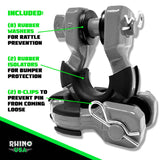 Rhino USA 8T Super Shackle 2-Pack (Gray) Rhino USA Shackle Kits  AXOPROS