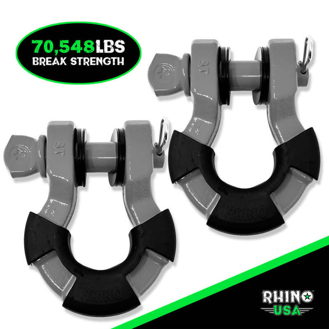 Rhino USA 8T Super Shackle 2-Pack (Gray) Rhino USA Shackle Kits  AXOPROS